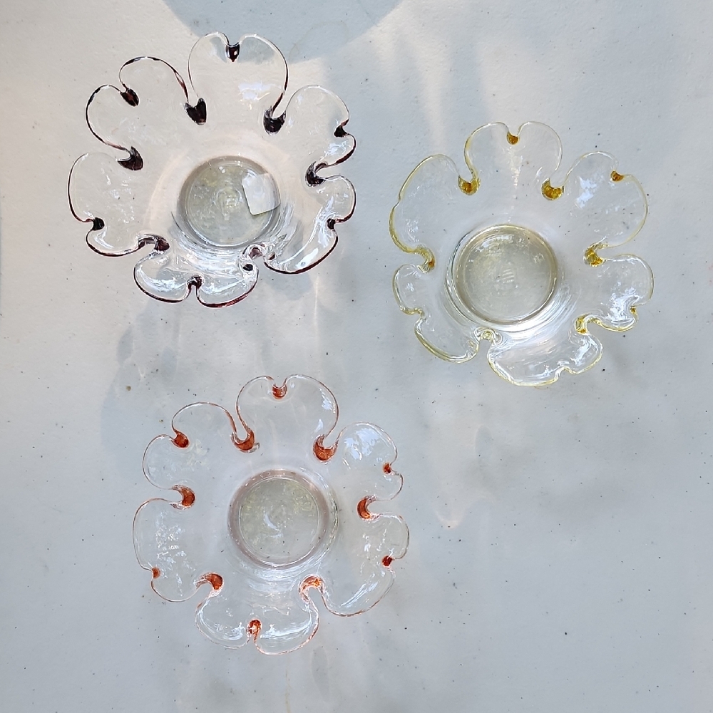 PartyLite Garden Whimsy Tealight Trio - Purple, Yellow, Orange Accents